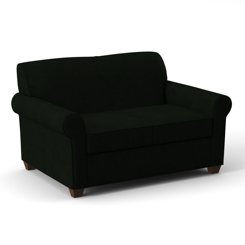 Finn 59" Rolled Arm Loveseat, Dorset Black, Montana Walnut