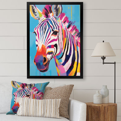 Impression sur toile encadrée sur fond de rayures zébrées colorées II