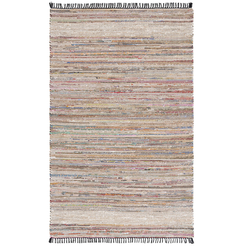 Cape Cod 153 Hand Woven Denim/Jute/Cotton Rug in Pink/Beige, Rectangle 6' x 9'