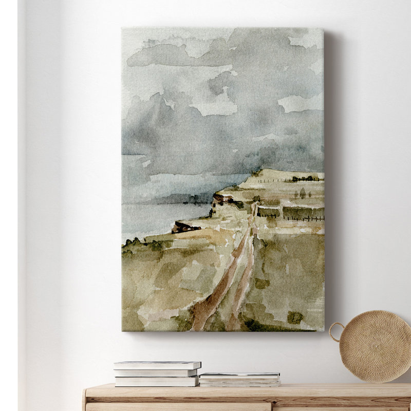 Rainy Coast II - peinture sur toile tendue, H 18 po x l 12 po x P 1 po