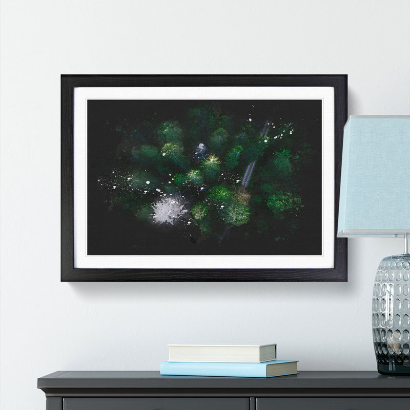 Green Forest N Sweden - Picture Frame Graphic Art Print, 62cm H x 87cm W x 2cm D, Black Framed