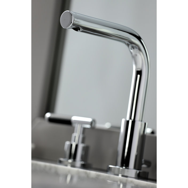 Kingston Brass Kaiser Two-Handle 3-Hole Deck Mount Widespread Bathroom Faucet with Brass Pop-Up Drain, Polished Chrome