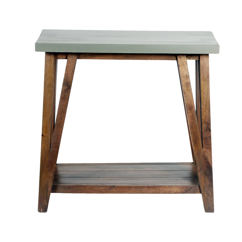 Brookside Modern Beach House Wooden Metal Concrete Coating Console Media Table With An Open Shelf, 29" H x 30" W x 15" D