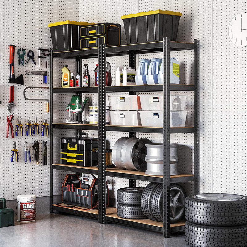 Kris Adjustable Height Shelving Unit, 180cm H x 90cm W x 40cm D, Black