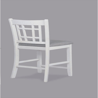 2pc Counter Height Upholstered Pub Chairs Dining Room Wooden Solid Wood Furniture Chalk Gray