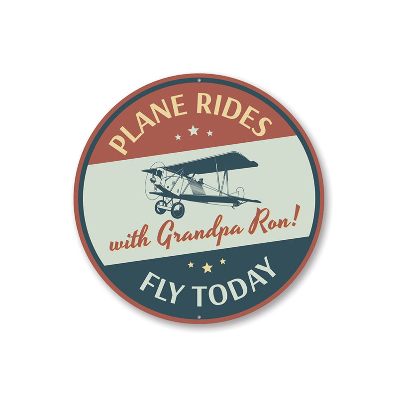 Plane Rides Fly Today, H 18 po x l 18 po x P 0,06 po