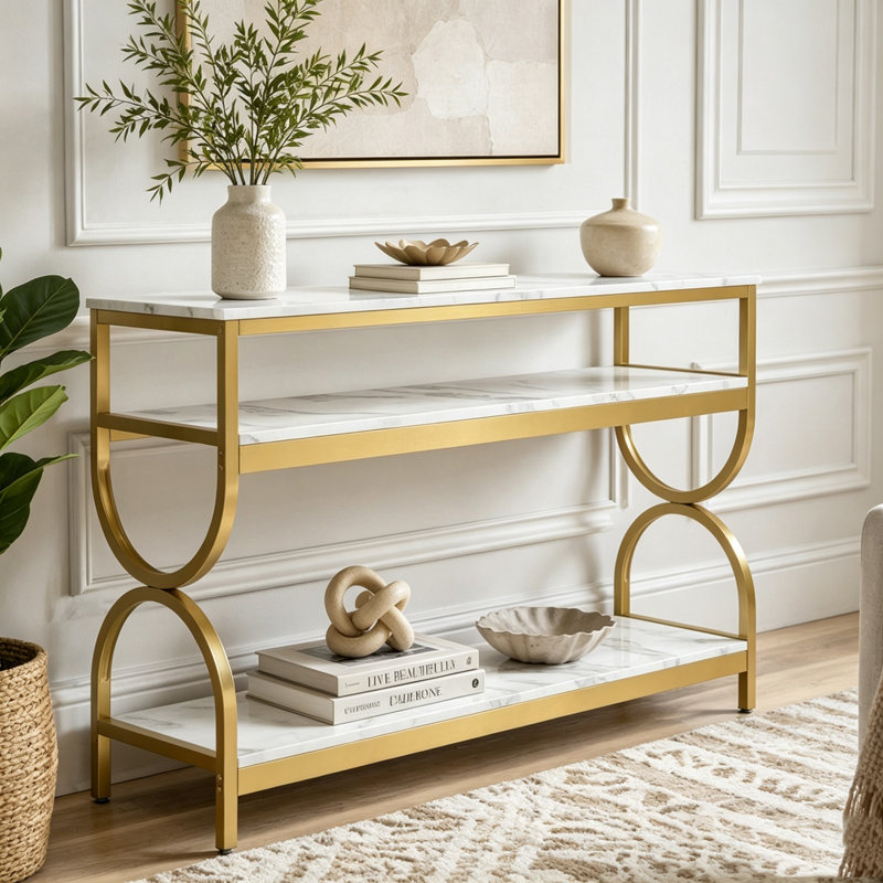 Table de canapé en faux marbre