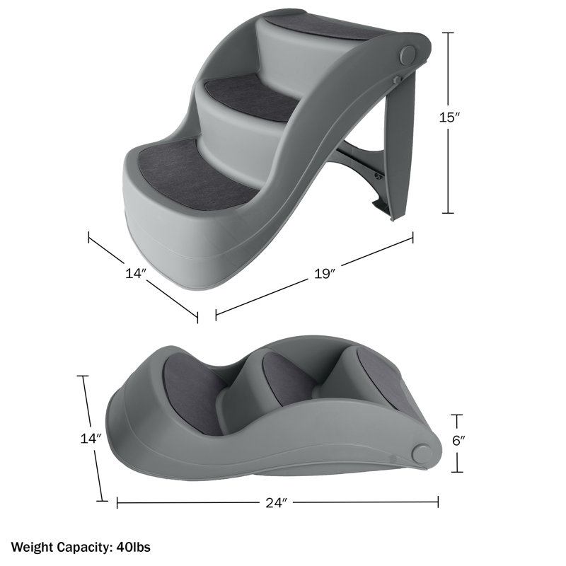 Escalier 3 marches pour petits animaux PETMAker, Gris