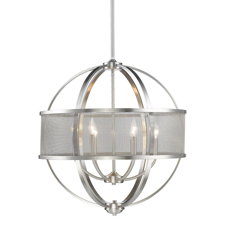 Petitt 6-Light Dimmable Globe Chandelier , Pewter, Pewter