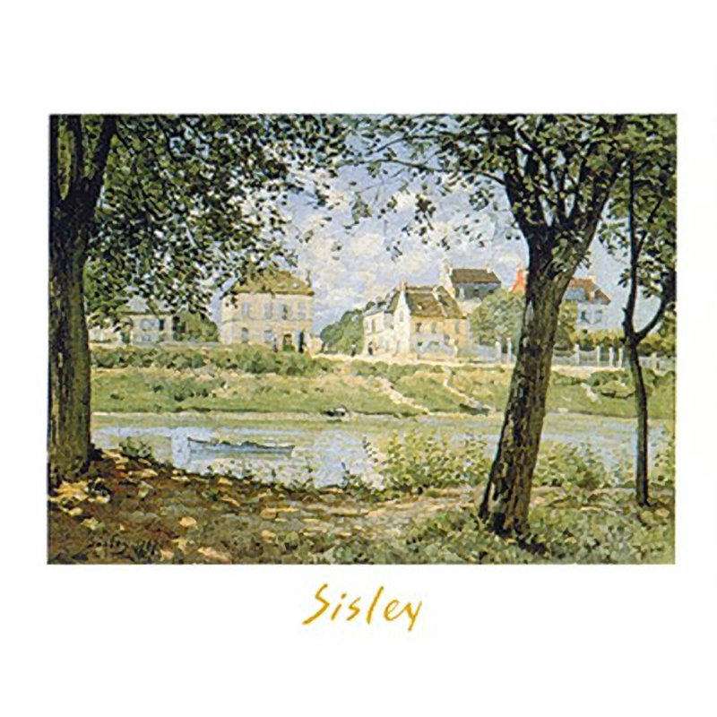 Village sur les rives de la seine par Alfred Sisley - reproduction d'art sur papier sans cadre