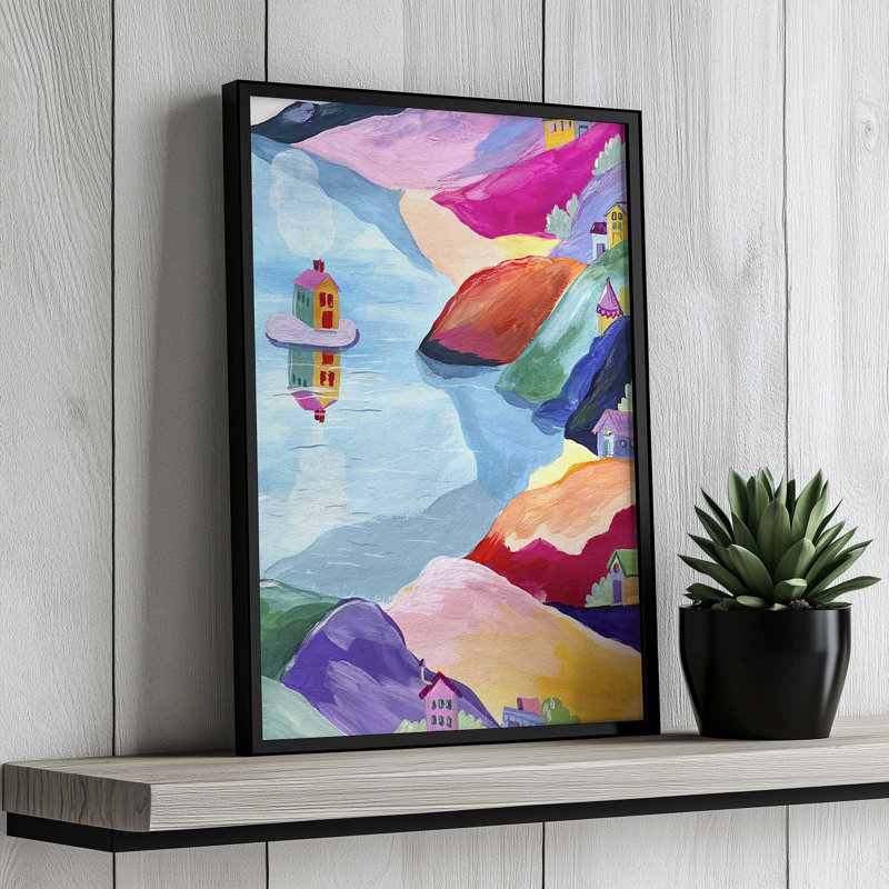 «Water Rainbow Landscape» par Garima Dhawan, reproduction d'art sur toile, Argent argent, H 32 po x l 24 po
