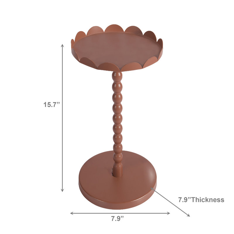 Support pour plante rond en métal avec bordure festonnée H 15,7 "- ensemble de 2, Brun