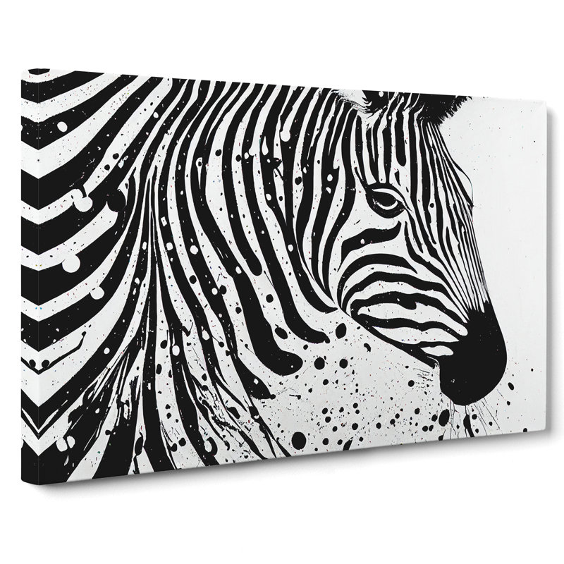 Zebra Paint Splash Abstract - Wrapped Canvas, 40cm H x 60cm W