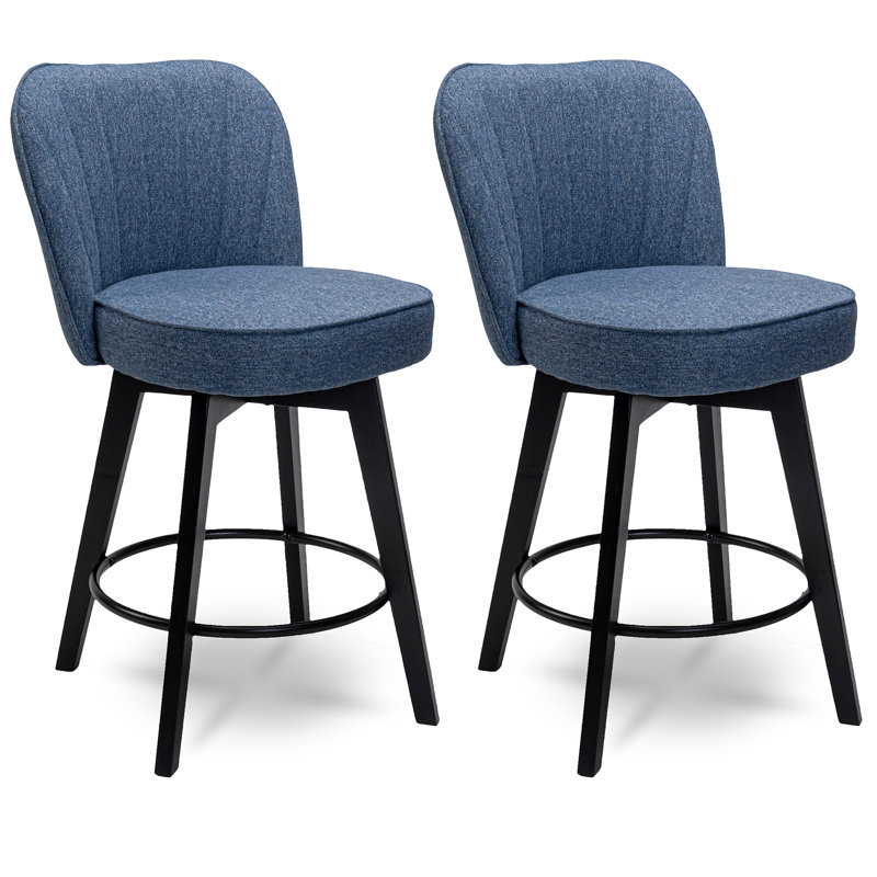 Kyenzie Swivel Upholstered Counter Stool, Navy