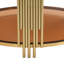 Table basse moderne moderne en métal et verre brun avec base dorée et tablette inférieure fonctionnelle