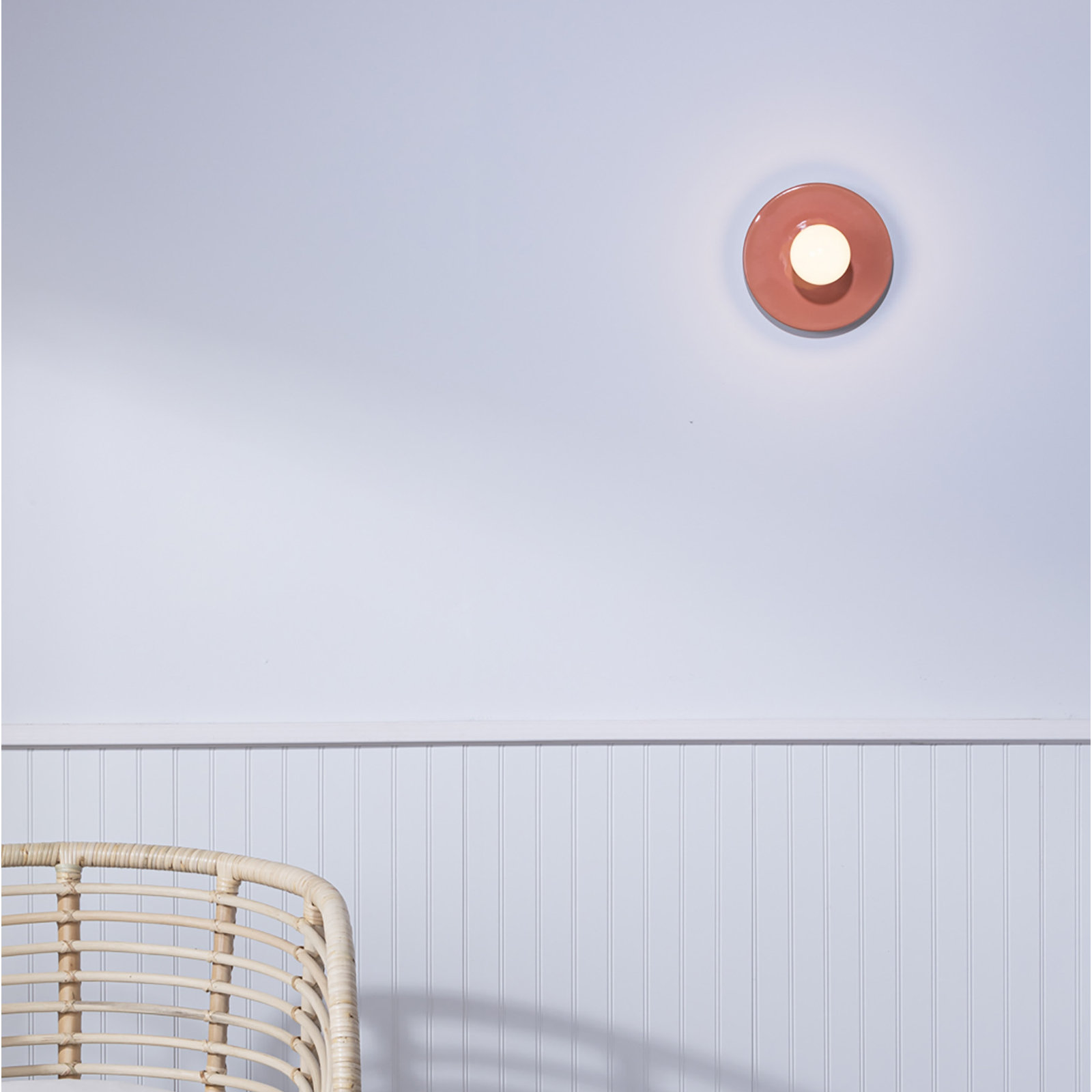 Single Light Dimmable Ceramic Flush Mount Sconce, Gloss Blush
