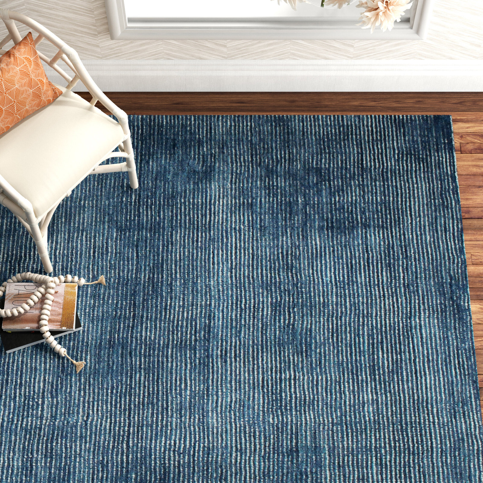 Maelle Wool Blue Rug, Rectangle 7'6" x 9'6"