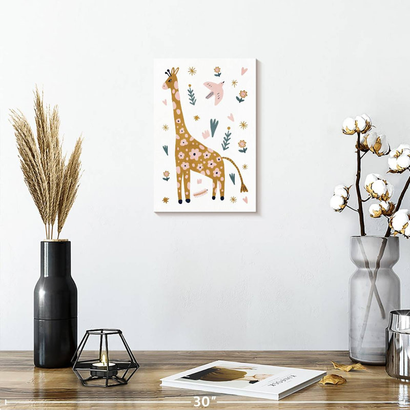 Adorable girafe scandinave sur toile, H 12 po x l 8 po x P 1 po