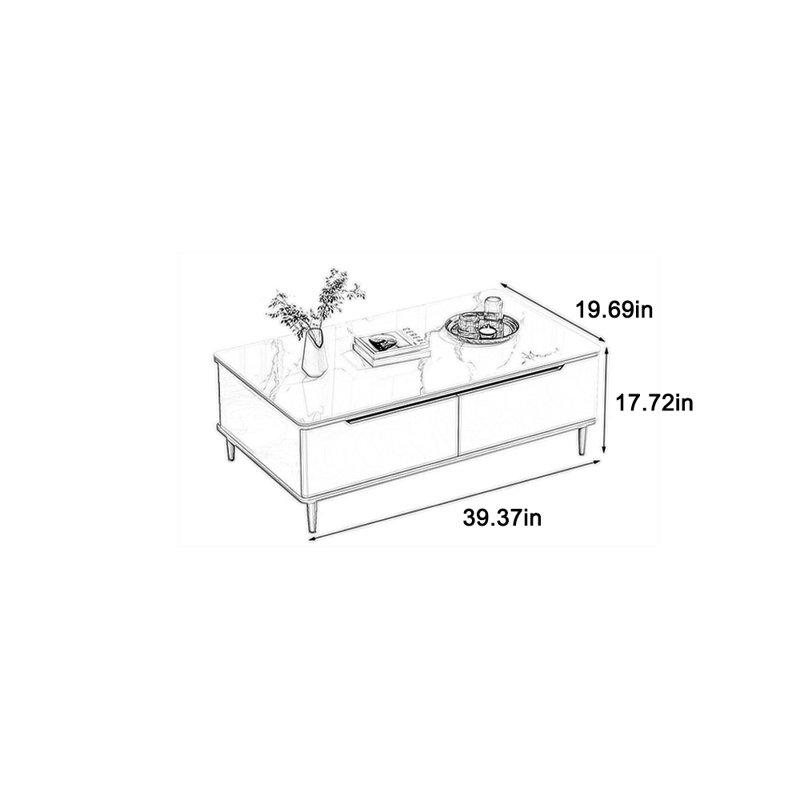 Grande table basse d'angle sécurisée, Blanc, H 17,72 po x L 39,37 po x l 19,69 po