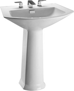 TOTO® Soirée® 25-1/8" x 18-7/8" Arched Front Rectangular Pedestal Bathroom Sink for Single Hole Faucets, Bone