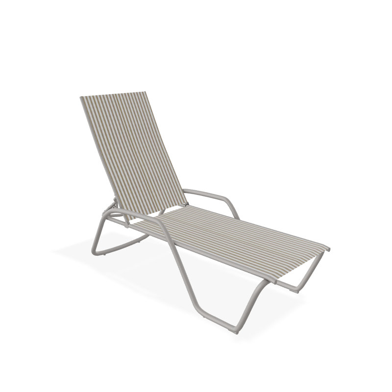 Outdoor Rust-Resistant Metal Chaise Lounge, Textured Warm Gray, Tan