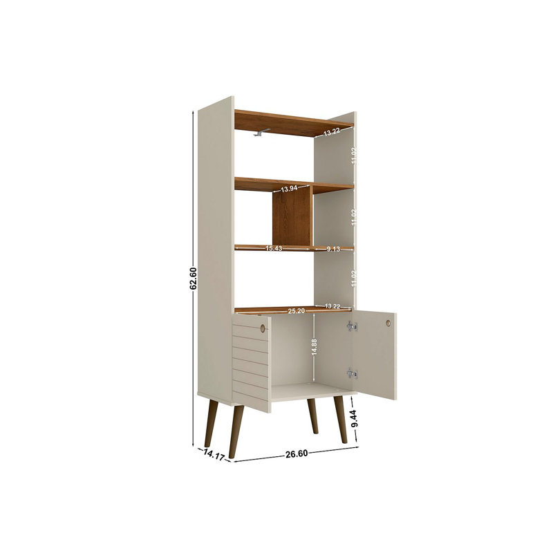 Helaina Geometric Storage Bookcase, Off White