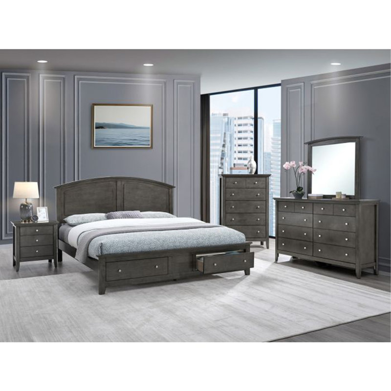 Grand lit Hammond (matelas non inclus), gris, Grey