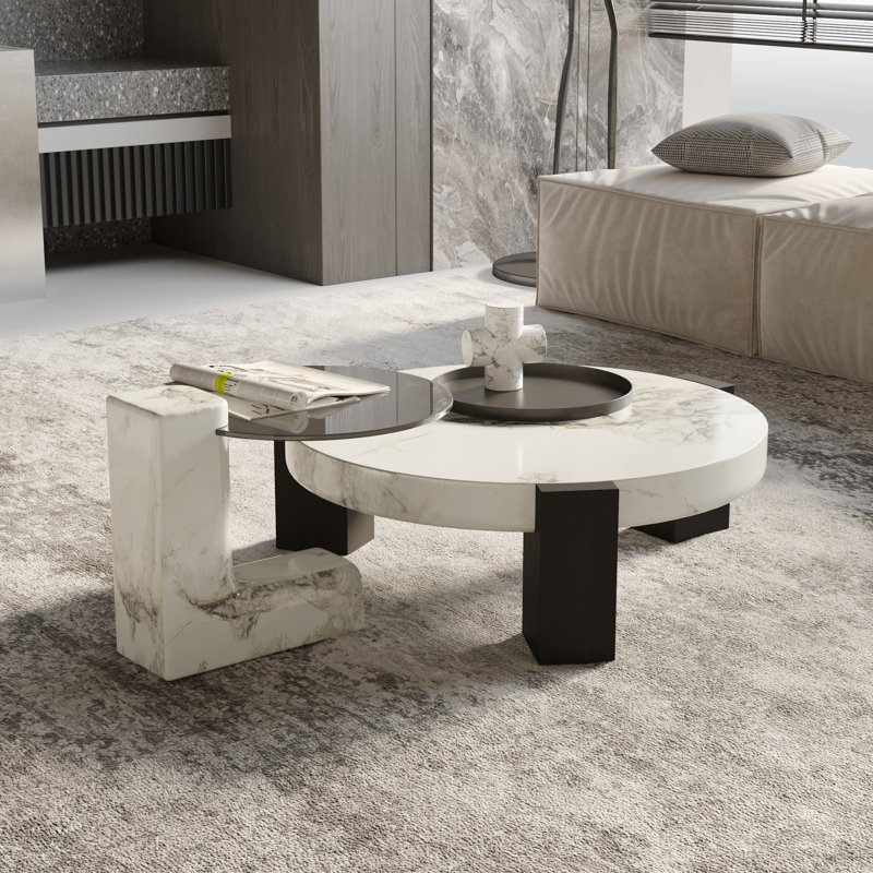 Bianco White Coffee Table With Side Table White