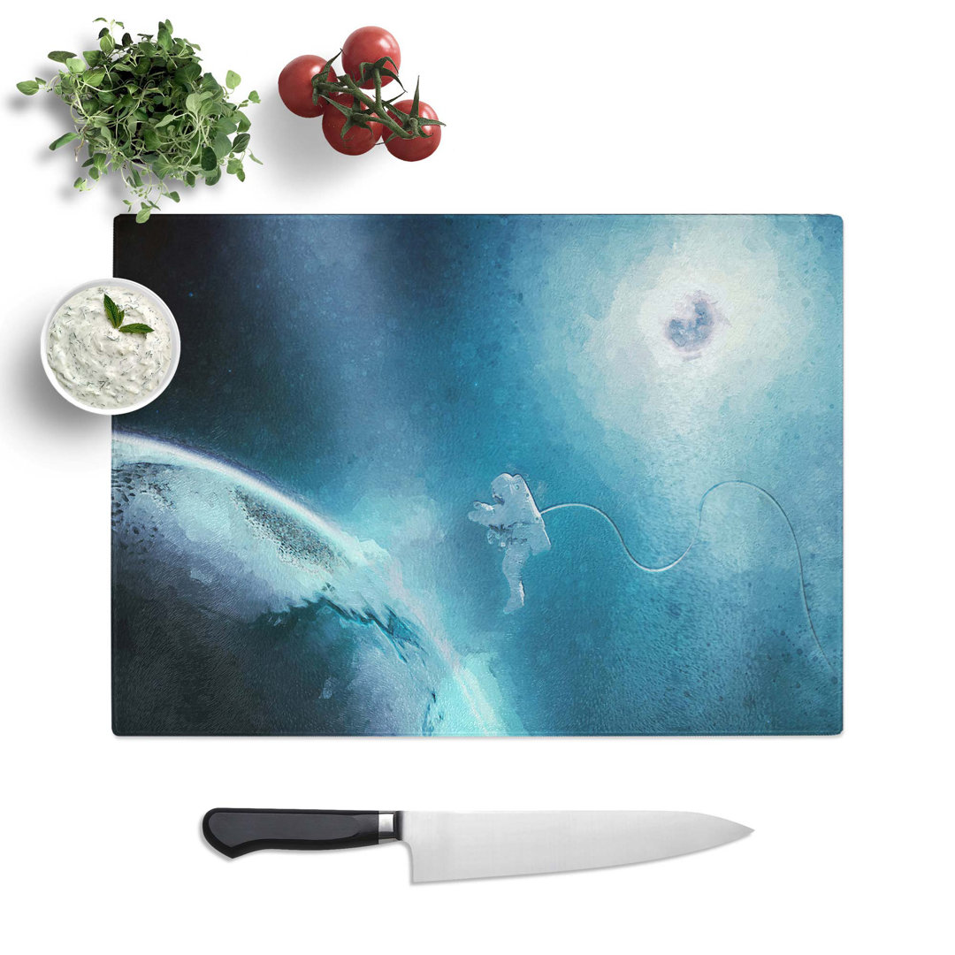 Tempered Glass Astronaut by the Moon Chopping Board