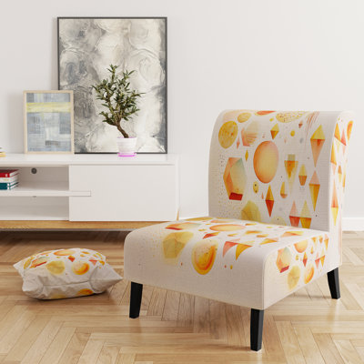 Fauteuil de chambre contemporain tapissier en forme de V abstrait jaune