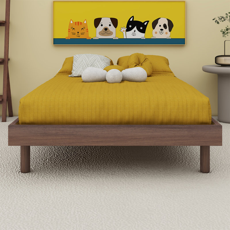 Structure de lit plateforme en bois Karline, Lit simple, Naturel