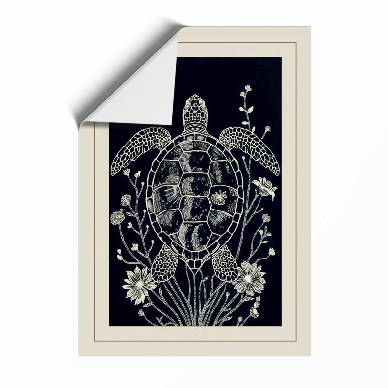 Turtle in Ocean Flora Boho - Framed Print, A3 - 42.0 x 29.7 cm, Unframed