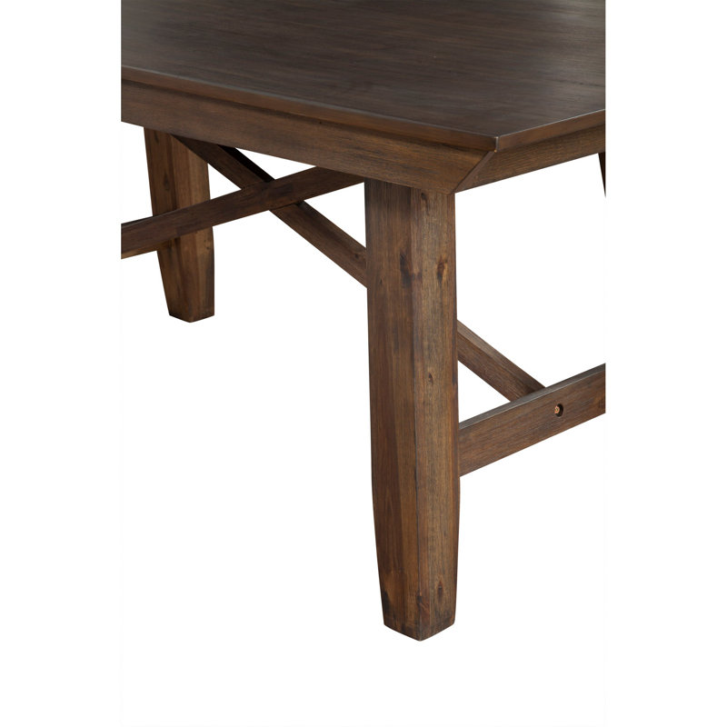 Table de salle à manger rectangulaire 72 pouces Cristal, bois d'acacia massif, brun chêne foncé