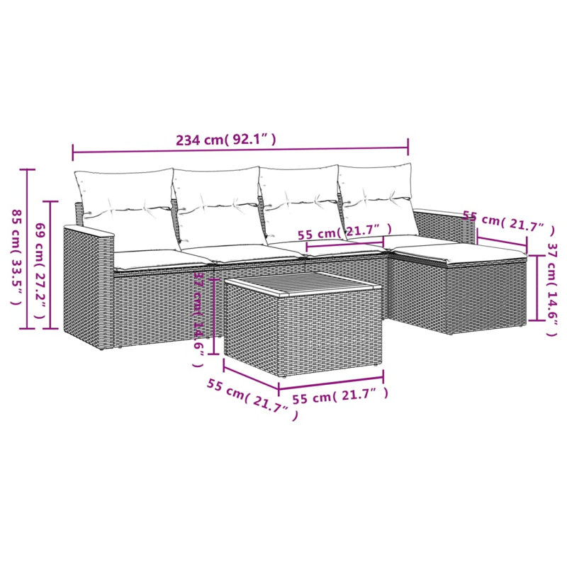  Garden Sofa Set Grey