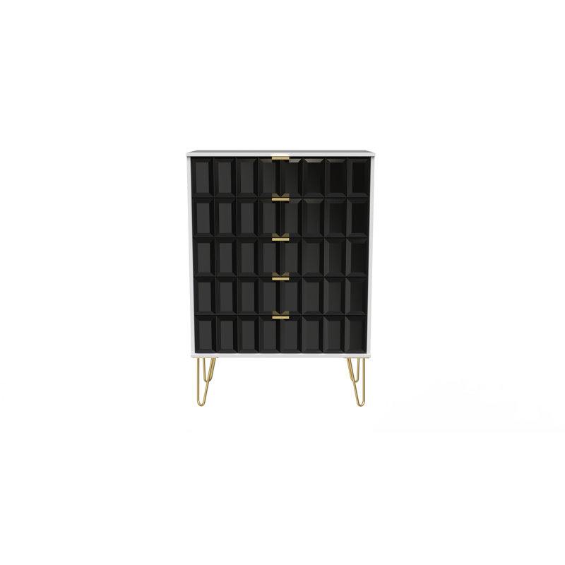 Fully Assembled Aliannah 5 - Drawer Chest of Drawers, Deep Black