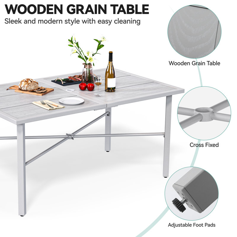 59.1"X35.4" Patio Tables With Umbrella Hole