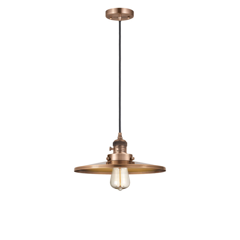 Rouvin Single Light Metal Pendant, 5.88" H x 12" W x 12" D, Matte Black