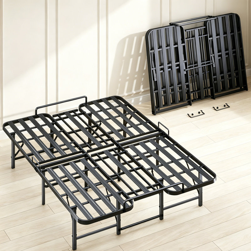 Structure de lit grand robuste et pliable | Capacité de 1500 lb, rangement sous le lit de 13 po, assemblage facile en 10 minutes