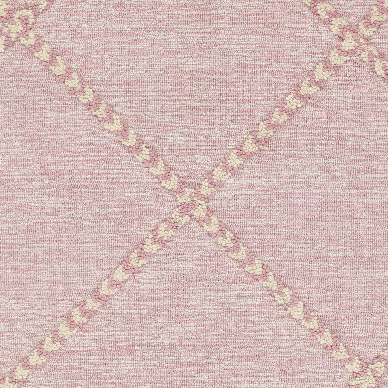 Mccoll Geometric Handmade Tufted Wool Pink Area Rug, Rectangle 8'10" x 12'