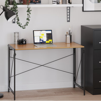 Bureau à domicile pliant 43 pouces pour la maison ou le bureau, noir / teck