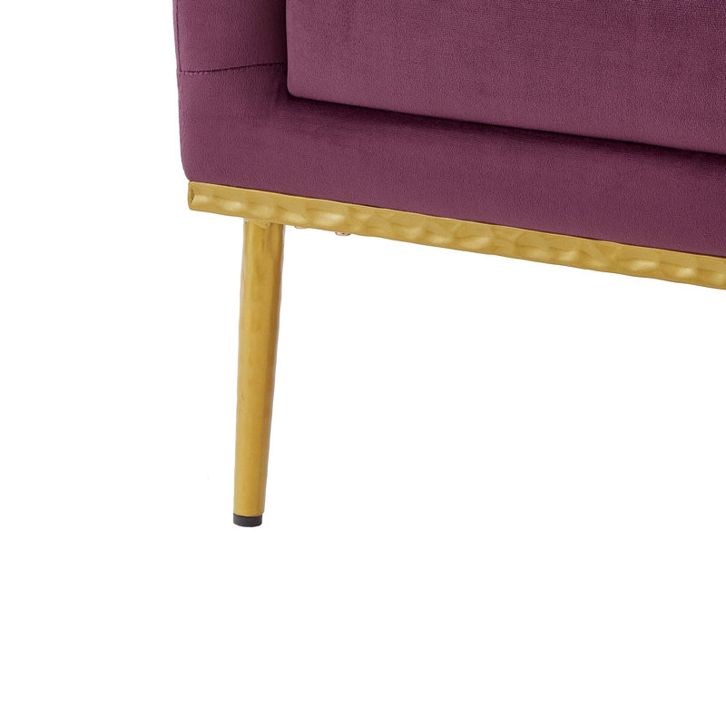 Chaise d'appoint moderne en velours avec structure et coussin en fer, Mauve