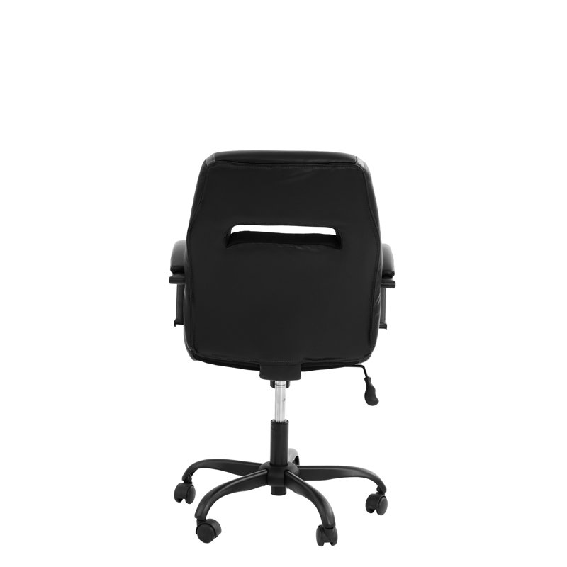 Chaise de bureau en similicuir avec dossier ajustable et confortable, Noir
