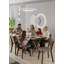 Akort Series Dining Set: 130x80 cm Lacquered Table & 6 Premium Babyface Fabric Chairs