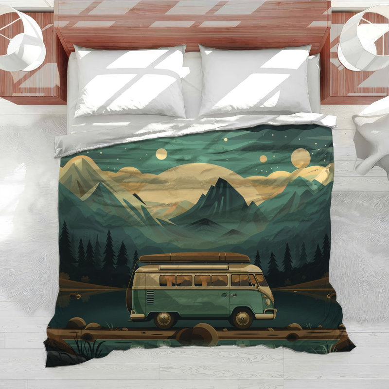 Camping Van Travel Cotton Blend Comforter, Twin Extra Long Comforter
