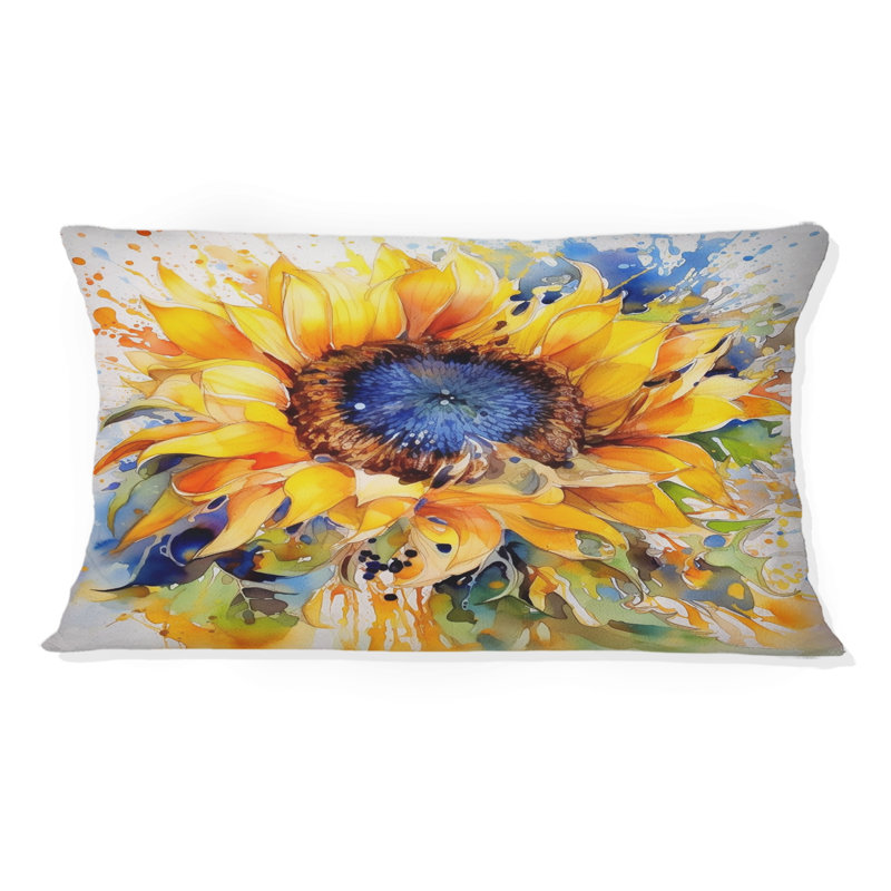 Coussin décoratif jaune et bleu doré