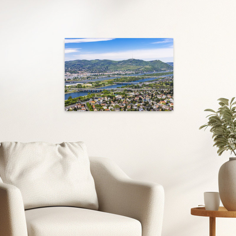 Panoramic Vienna River View Vibrant Abstract Contemporary City Landscape Wall Art Print by Melanie Viola - Print