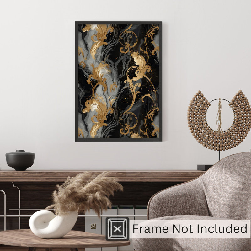 «Abstract Luxe Symphony II», reproduction d'art moderne sans cadre, H 20 po x l 16 po