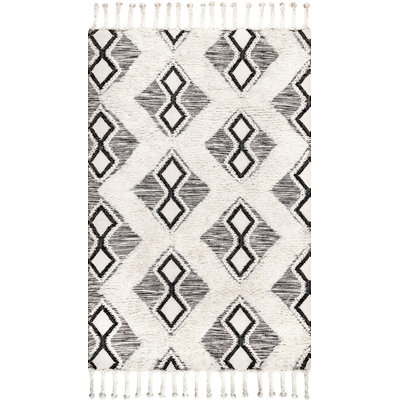 Tapis gris en laine touffeté à la main Stgermain
