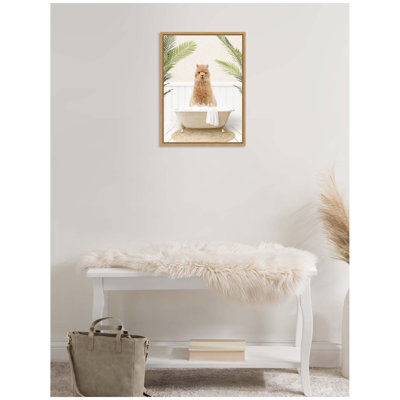 Alpaca in Palms Bathtub by Amy Peterson Framed Canvas Wall Art Print