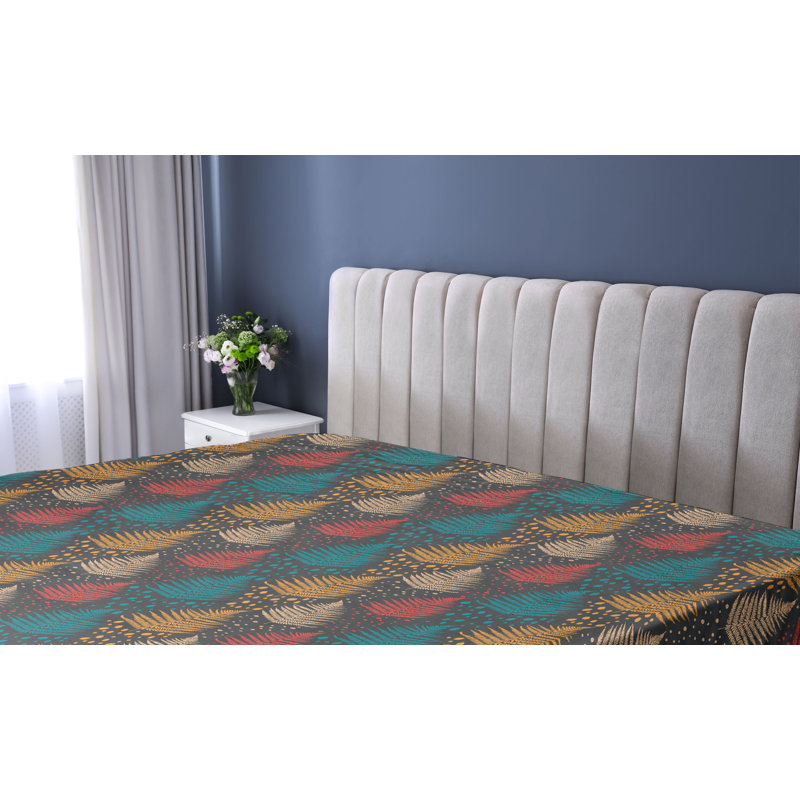 Drap-housse à motif floral Ambesonne, Gris anthracite / bleu / jaune / motif floral roug, Drap-housse grand